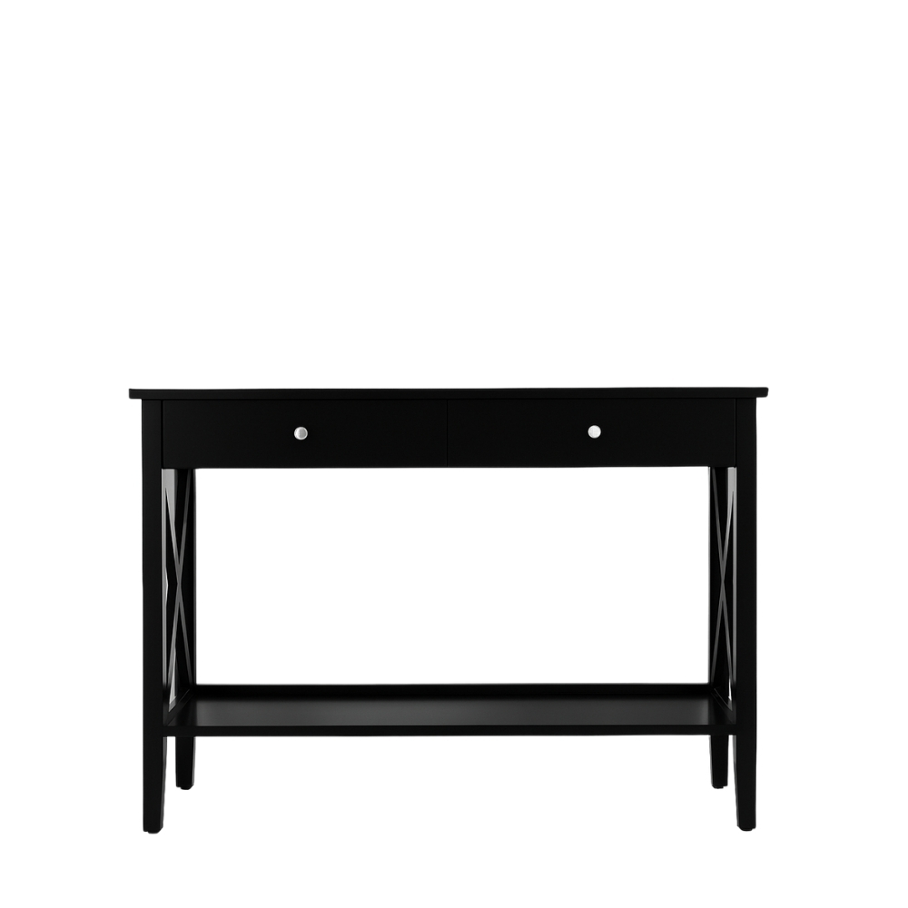Czarna konsola styl Hampton 80 cm do salonu